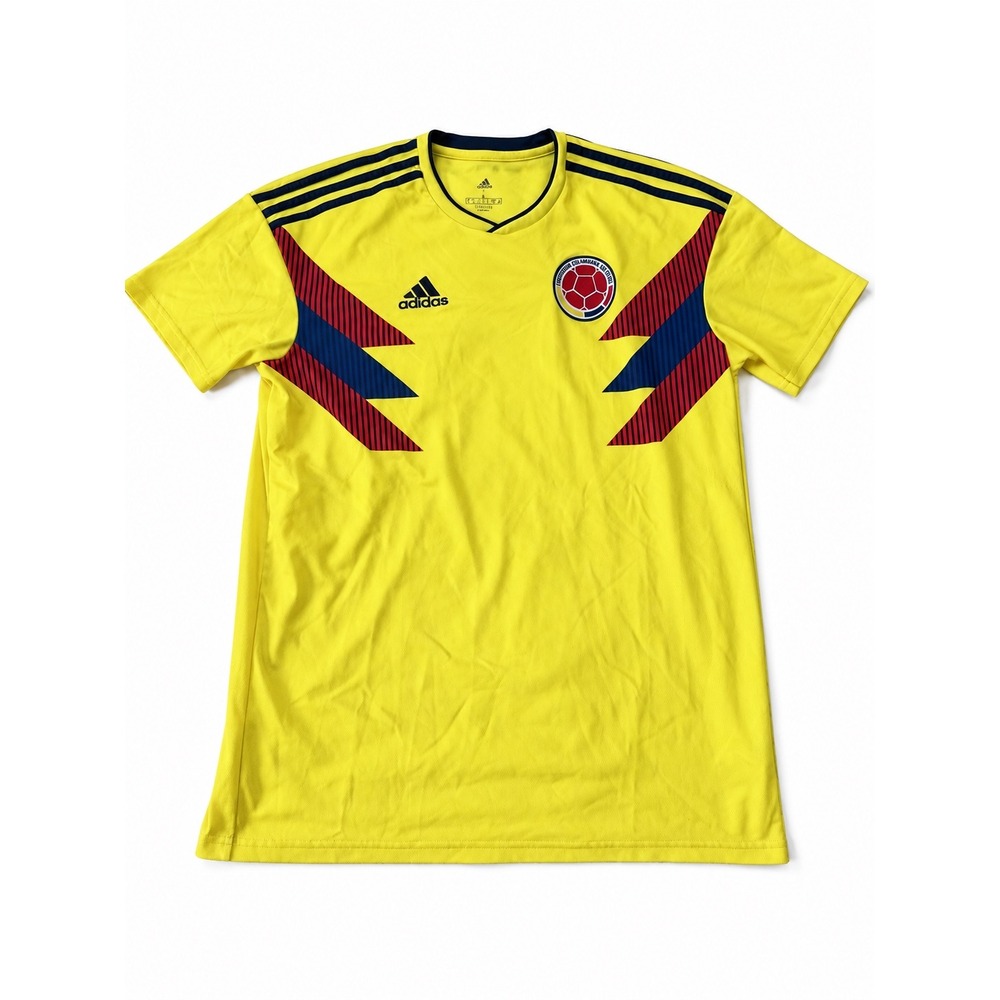 Adidas Colombia National Team Soccer Jersey Mens Large Yellow Climalite Shirt